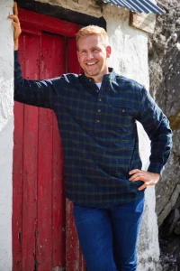 Chemise irlandaise en flanelle et tartan vert homme