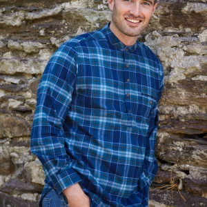 Chemise flanelle tartan bleu homme