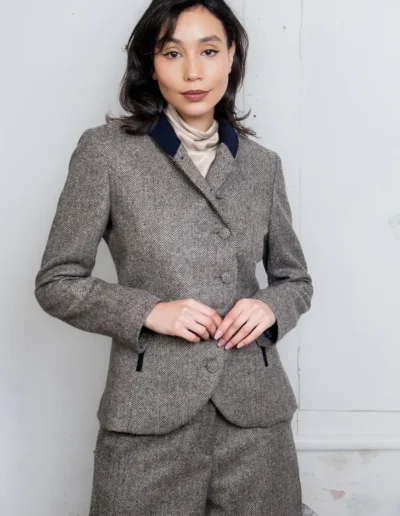 Veste en tweed bleu gris Nicole