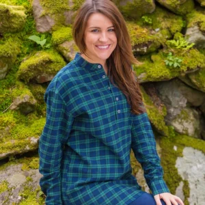 Chemise irlandaise en flanelle tartan vert femme