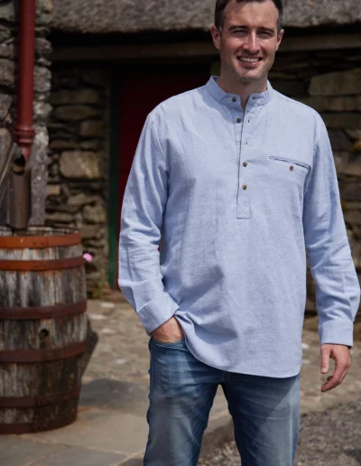 Chemise flanelle chaude bleu homme