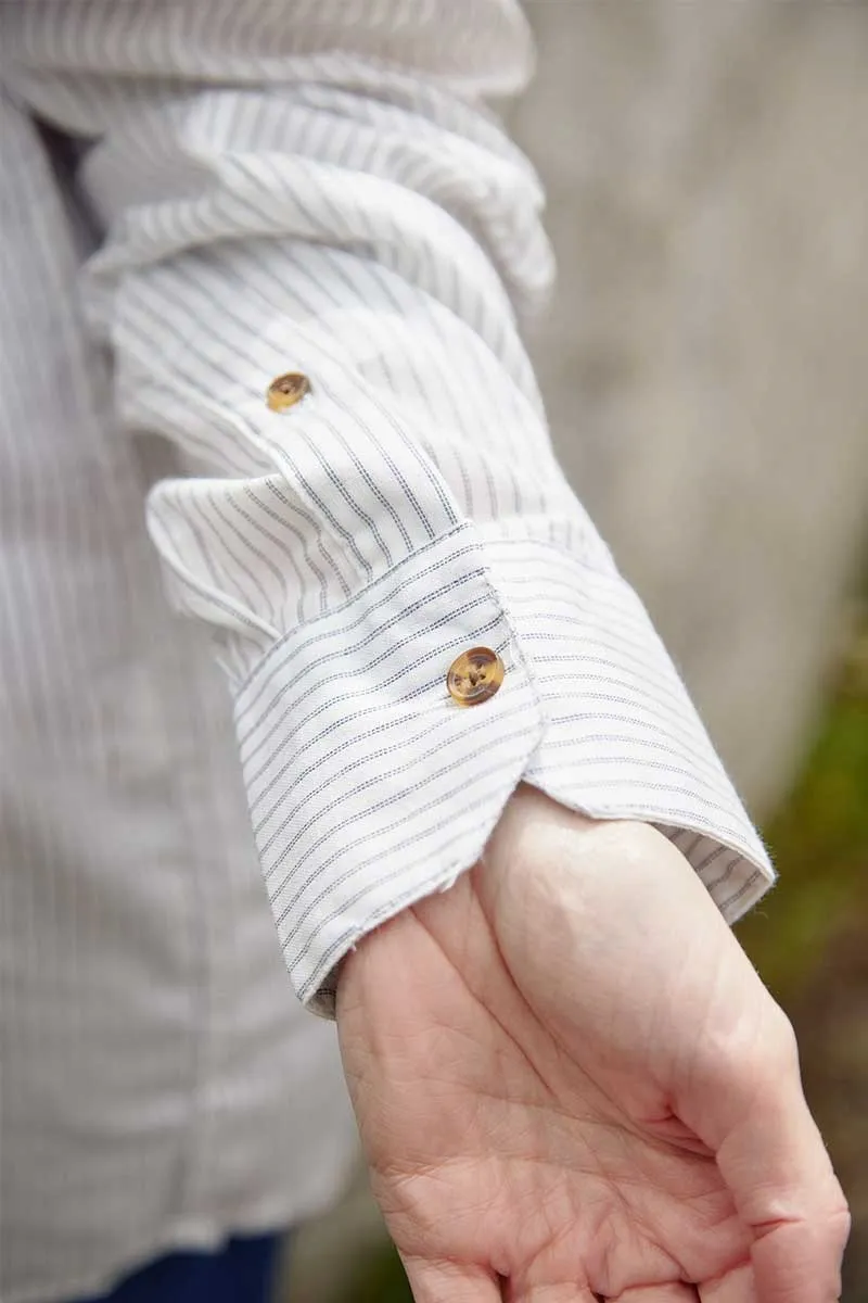 Chemise coton léger blanc rayures femme manche