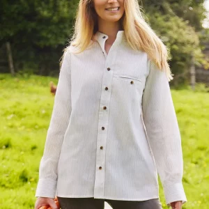 Chemise coton léger blanc rayures femme