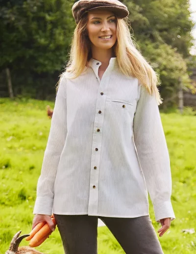 Chemise coton léger blanc rayures femme