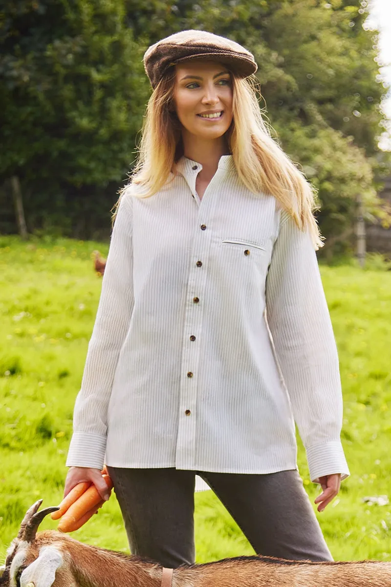 Chemise coton léger blanc rayures femme