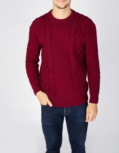 Pull homme laine mérinos rouge