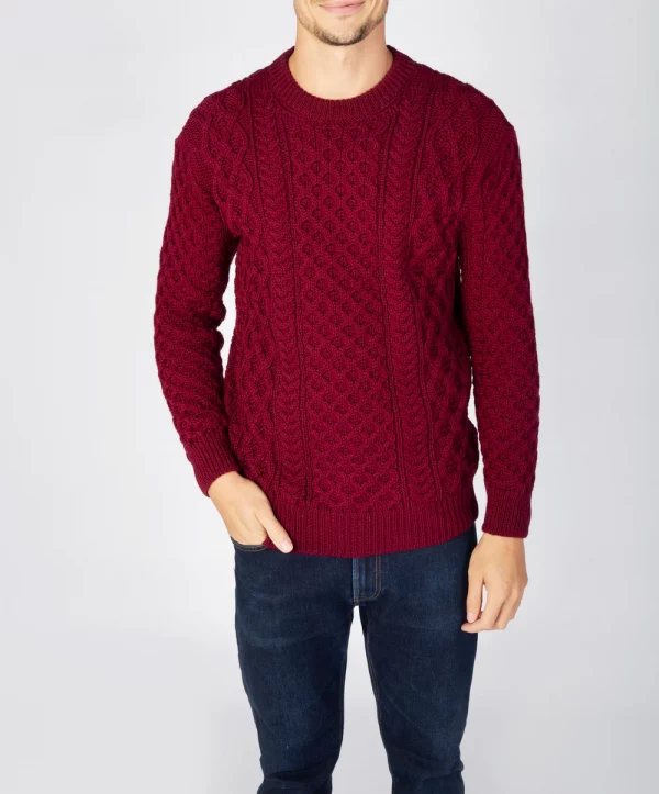 Pull homme laine mérinos rouge