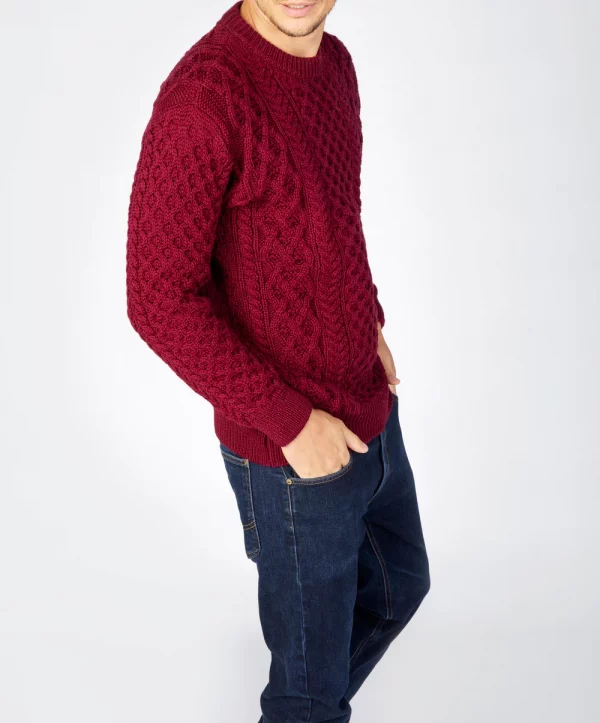 Pull homme laine mérinos rouge