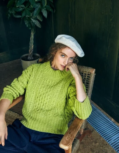 Pull en laine et cachemire vert