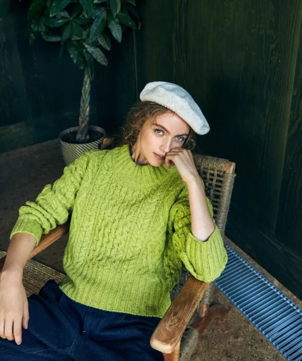 Pull en laine et cachemire vert
