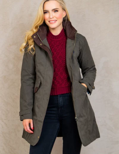 Manteau imperméable irlandais femme olive