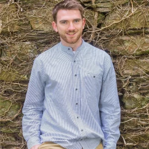 Chemise en lin rayé homme face