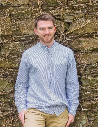 Chemise en lin rayé homme face