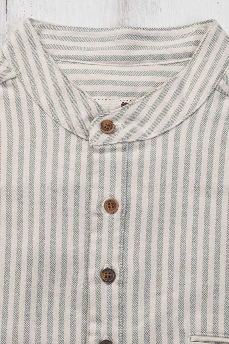 Chemise en flanelle rayée vert femme col