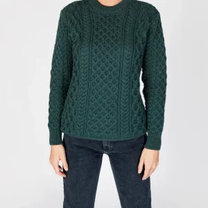 Pull en laine vert irlandais pour femme