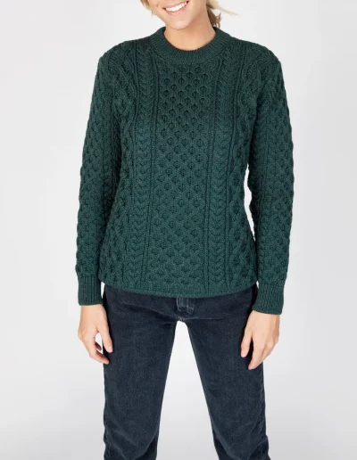 Pull en laine vert irlandais pour femme
