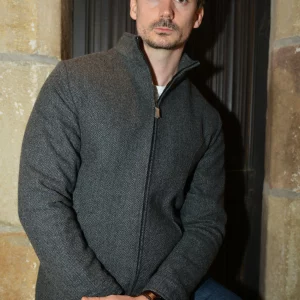 Veste en tweed gris pour homme front ext