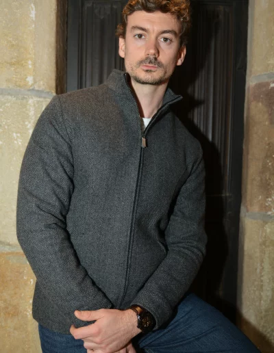 Veste en tweed gris pour homme front ext