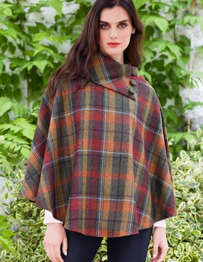 Cape en tweed irlandais orange