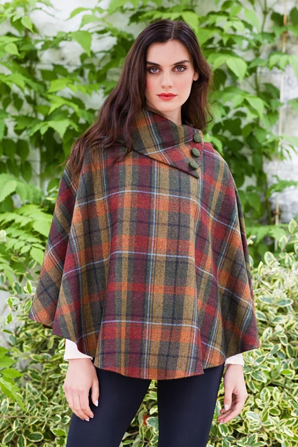 Cape en tweed irlandais orange