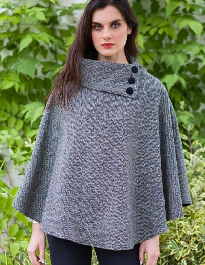 Cape en tweed irlandais gris