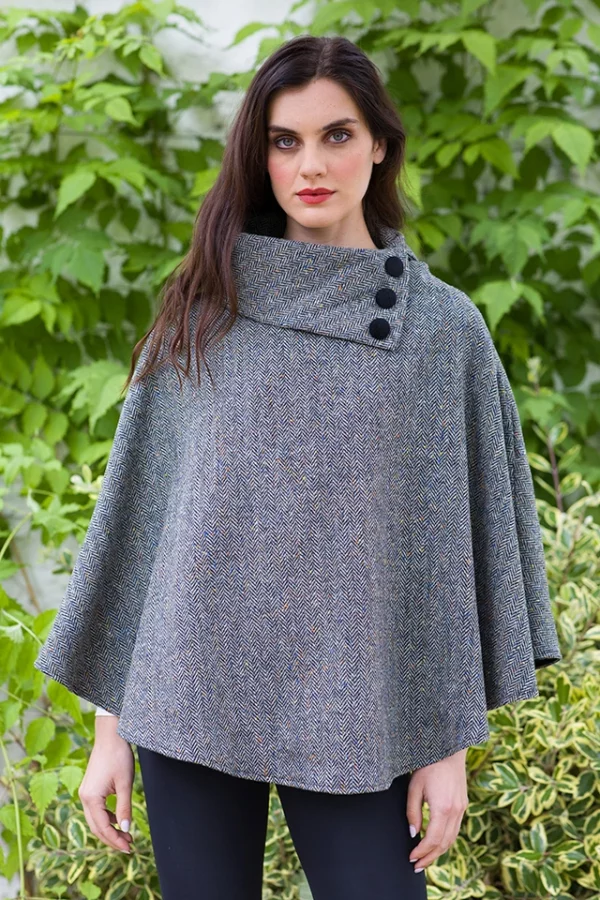 Cape en tweed irlandais gris