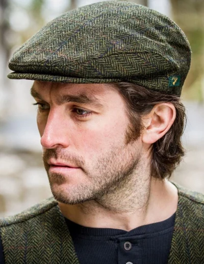 Casquette en tweed irlandais vert ext