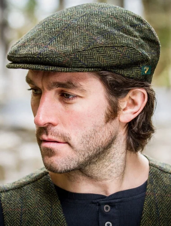 Casquette en tweed irlandais vert ext