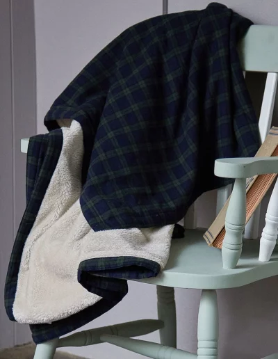 Plaid en polaire à carreaux tartan vert