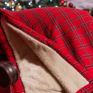 Plaid en polaire à carreaux tartan rouge