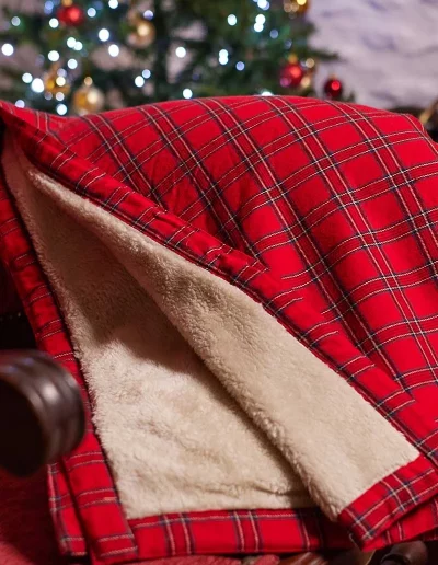 Plaid en polaire à carreaux tartan rouge
