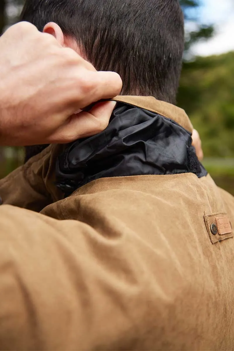 Veste imperméable chaude marron doublée flanelle pour homme capuche