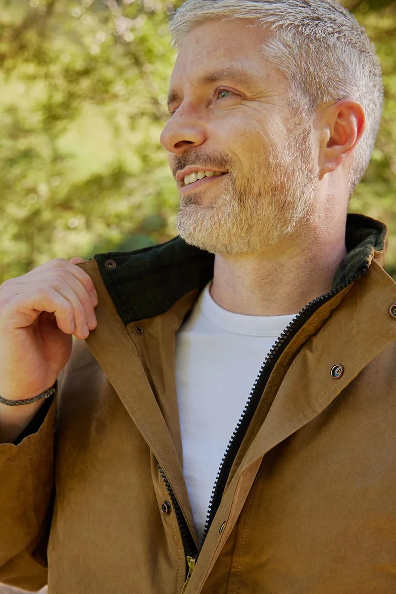 Veste imperméable chaude marron doublée flanelle pour homme col