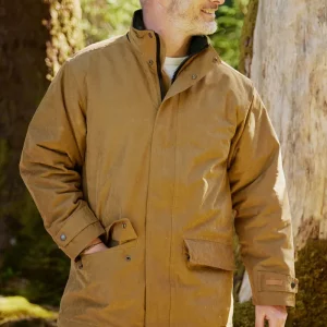 Veste imperméable chaude marron doublée flanelle pour homme front