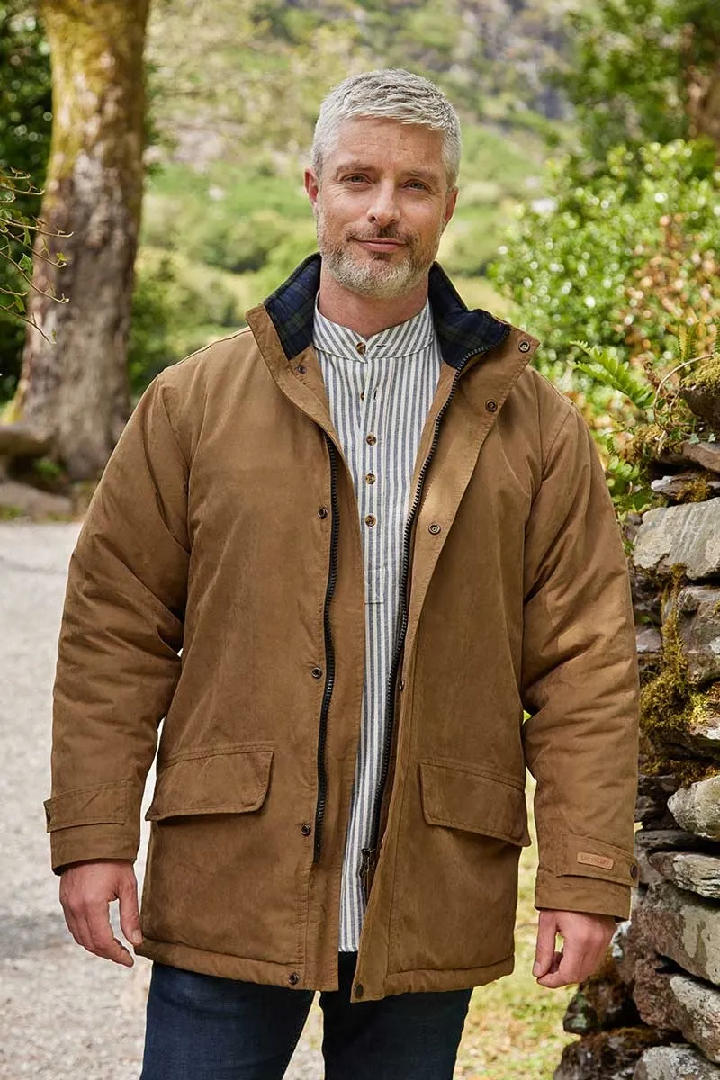 Veste imperméable chaude marron doublée flanelle pour homme ouverte