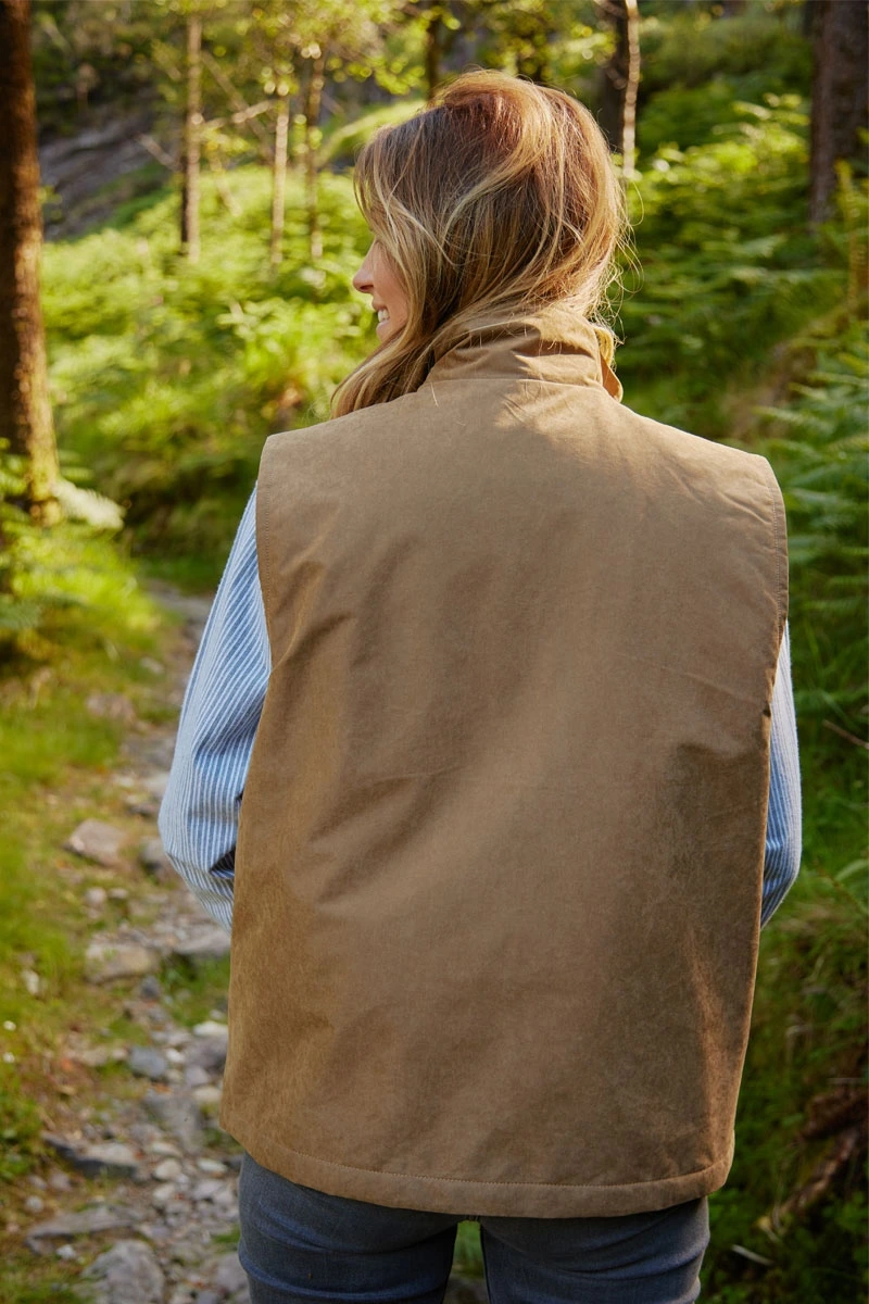 Veste sans manches doublée flanelle marron femme back