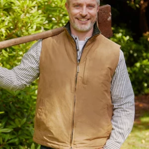 Veste sans manches marron chaude doublée flanelle homme front