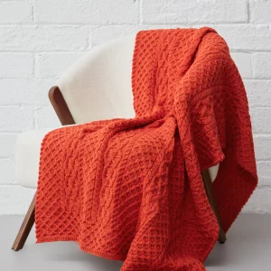 Plaid en laine mérinos orange