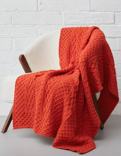 Plaid en laine mérinos orange