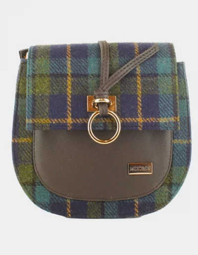 Sac en tweed tartan bleu