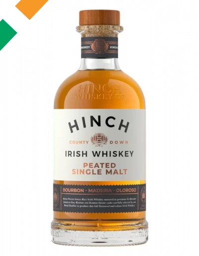 Whiskey irlandais Hinch Peated Single Malt front drapeaux