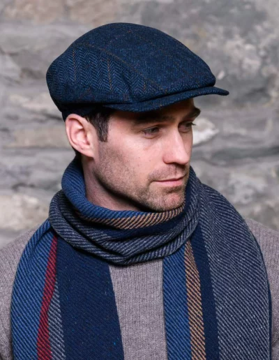 Casquette en tweed bleue homme front