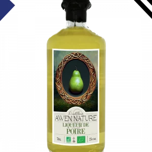 Liqueur artisanale de poire biologique drapeaux