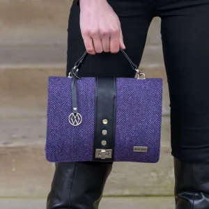 Sac en tweed tartan violet ext
