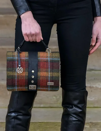 Sac en tweed tartan orange ext